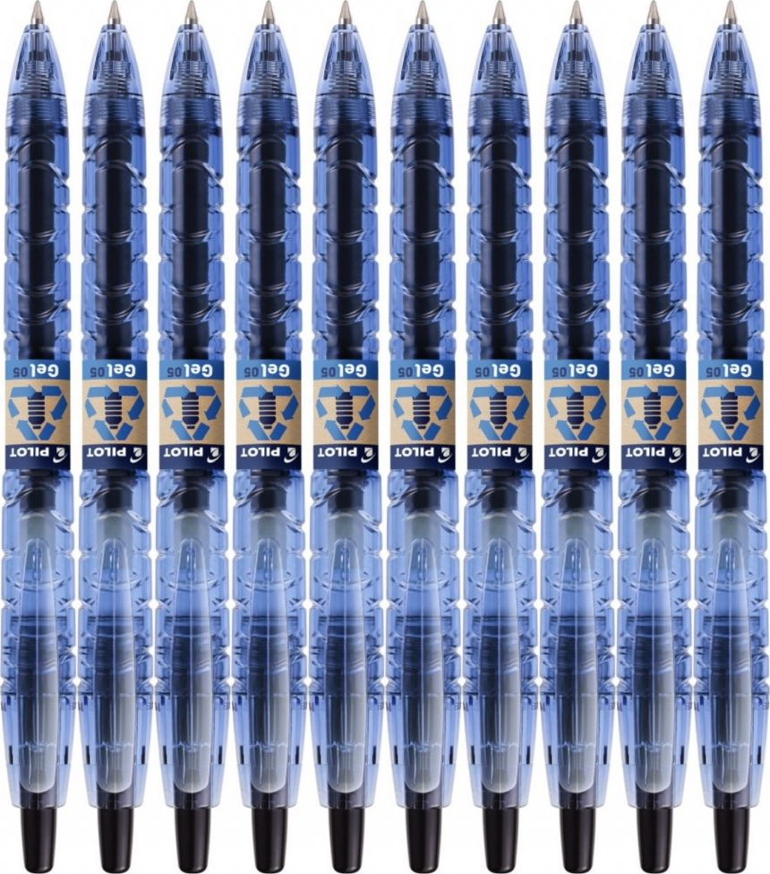 10x Długopis żelowy automatyczny Pilot, B2P, ekologiczne, 0.3mm, czarny