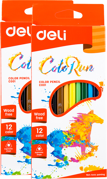 2x Kredki ołówkowe Deli Colorun EC00100, 12 sztuk, mix kolorów
