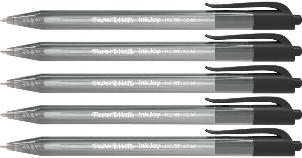 5x Długopis automatyczny Paper Mate, InkJoy 100RT, M (1mm), czarny