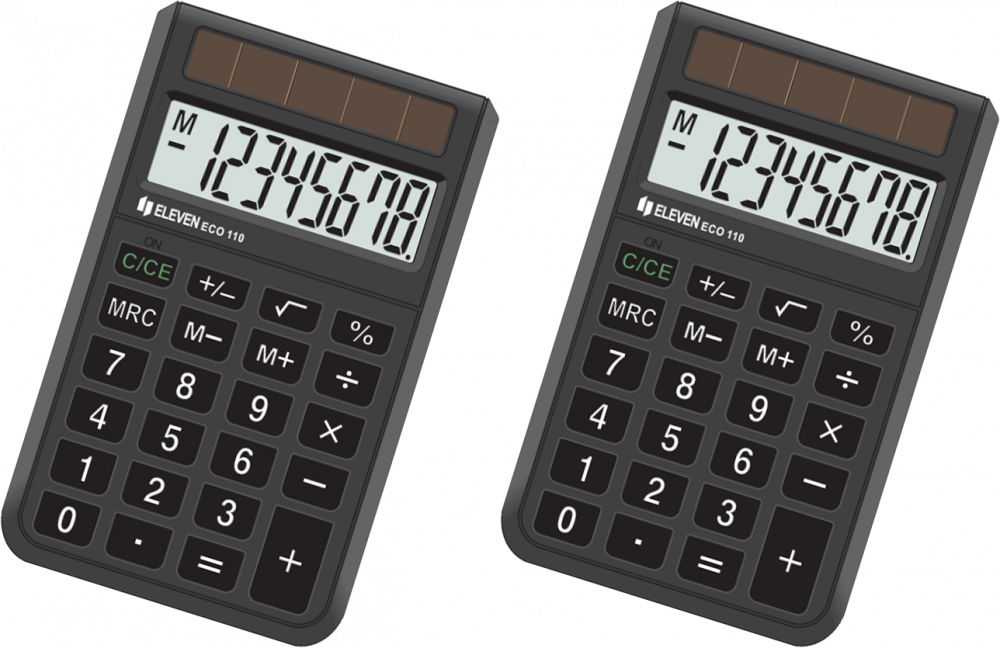 2x Kalkulator biurowy Eleven ECC-110, ekologiczny, 8 cyfr, czarny