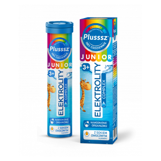 Plusssz junior elektrolity complex, od 3 roku życia, 20 tabletek musujących