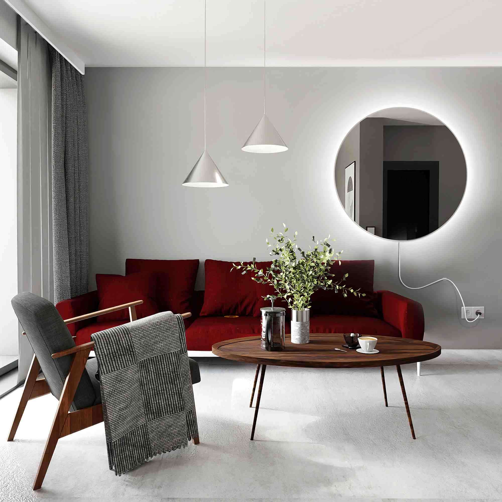 Smartwoods Electra lustro 70 cm okrągłe z oświetleniem LED białe barwa neutralna