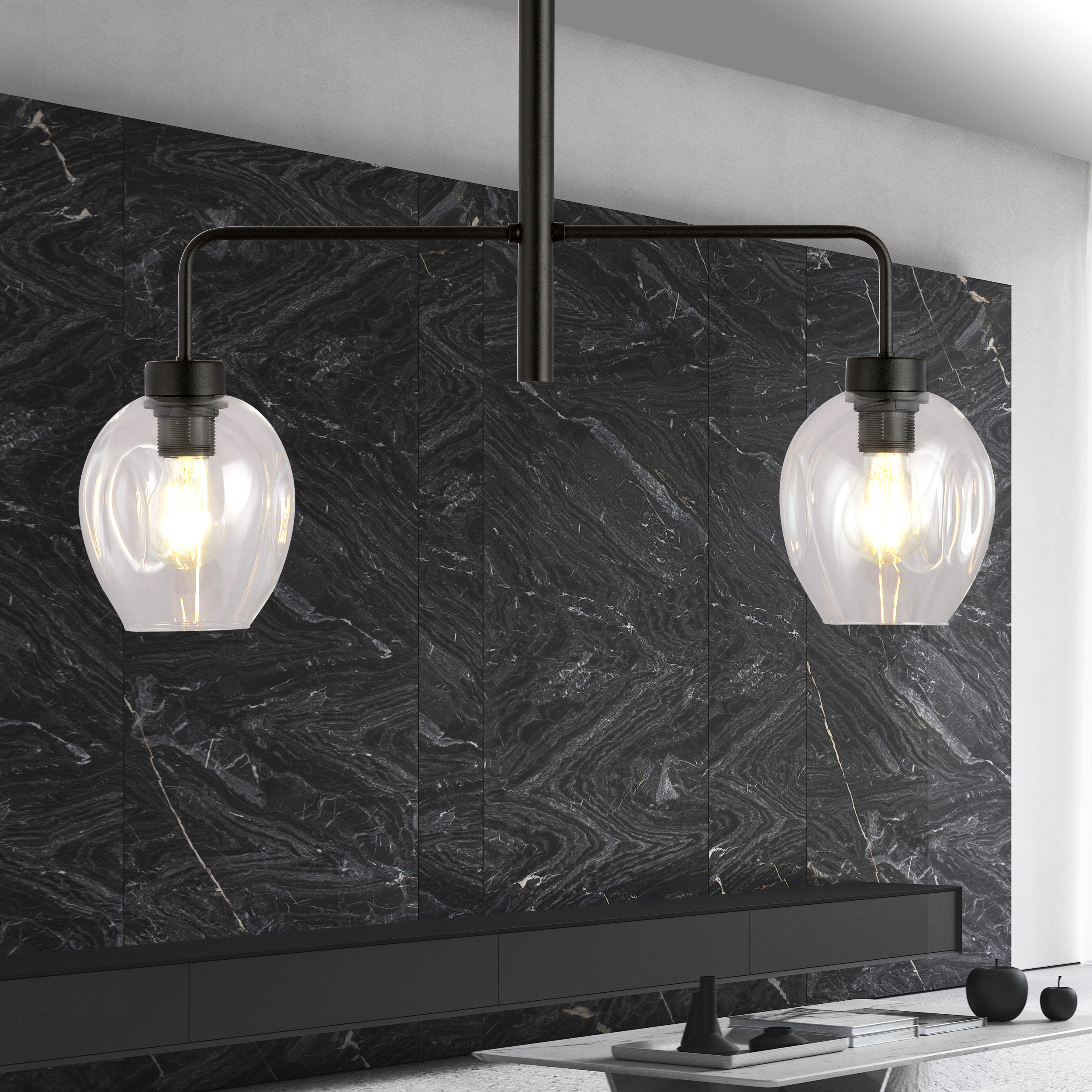 Emibig Lukka lampa podsufitowa 2x15 W czarna-przezroczysta 1164/2