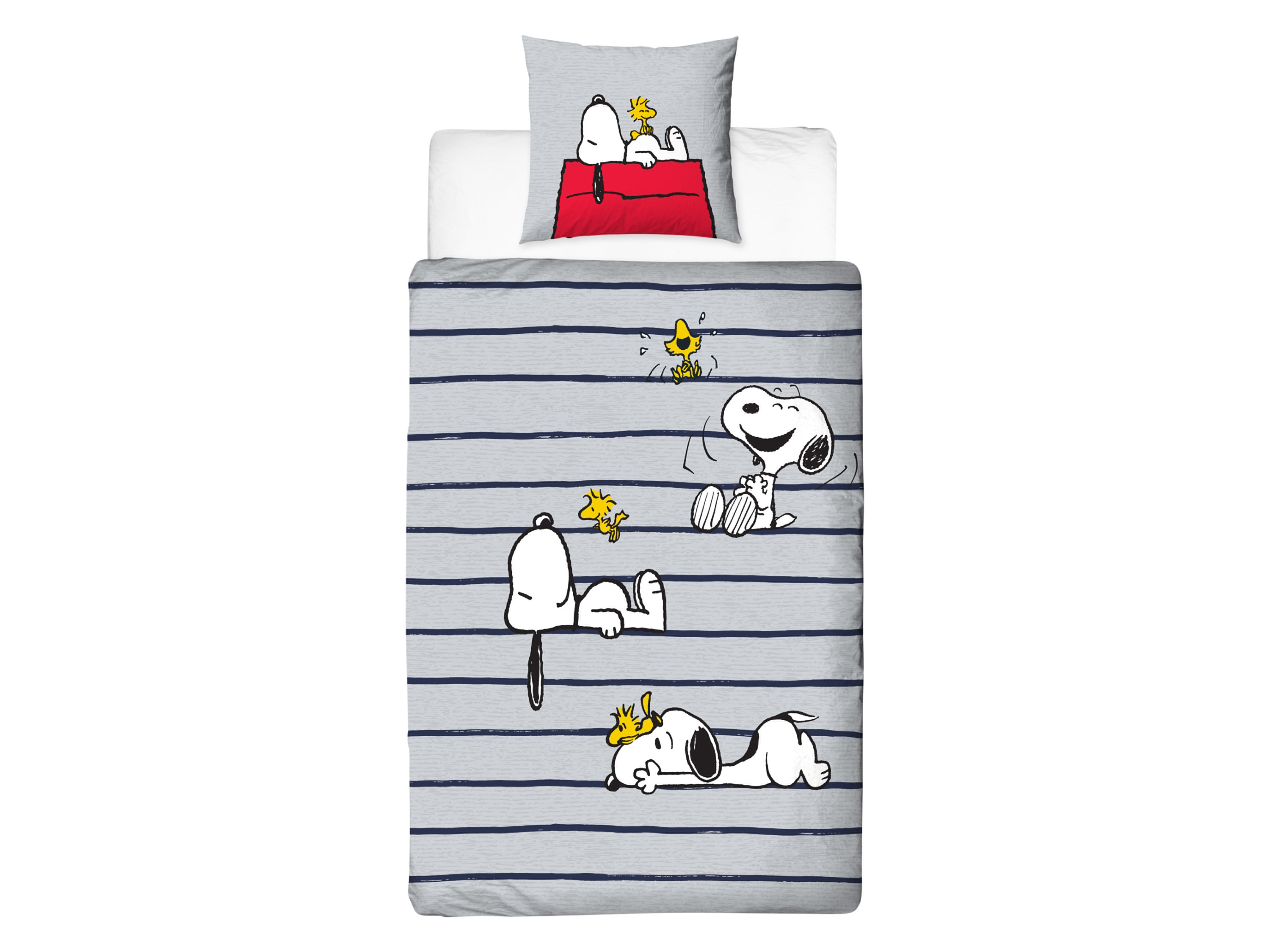 Pościel dwustronna Snoopy, 140 x 200 cm Szary/granatowy
