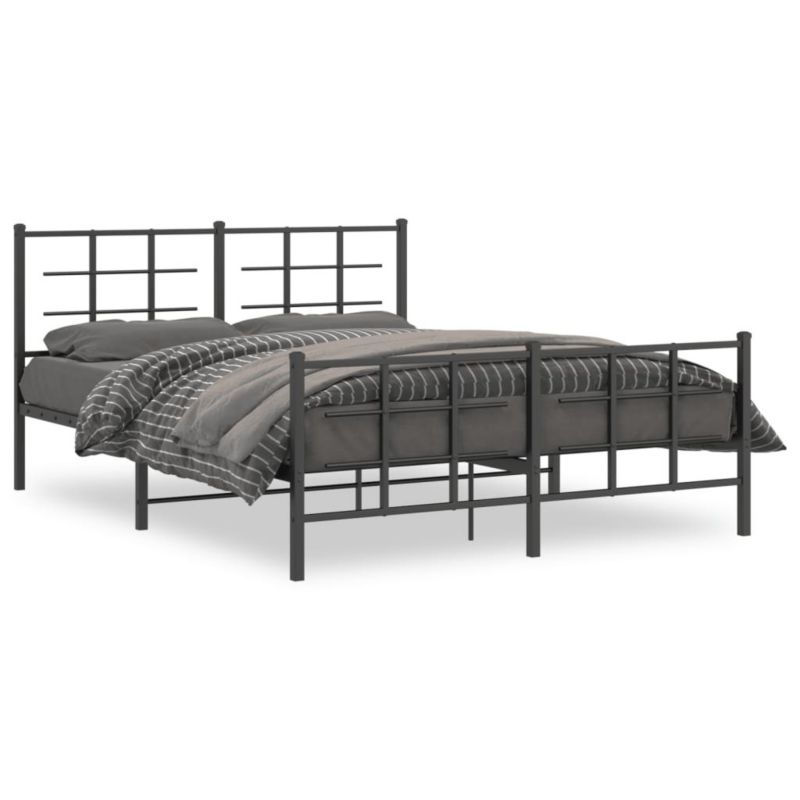 Łóżko metalowe WaszeMeble 150x200 cm z wezgłowiem czarne 1 szt.