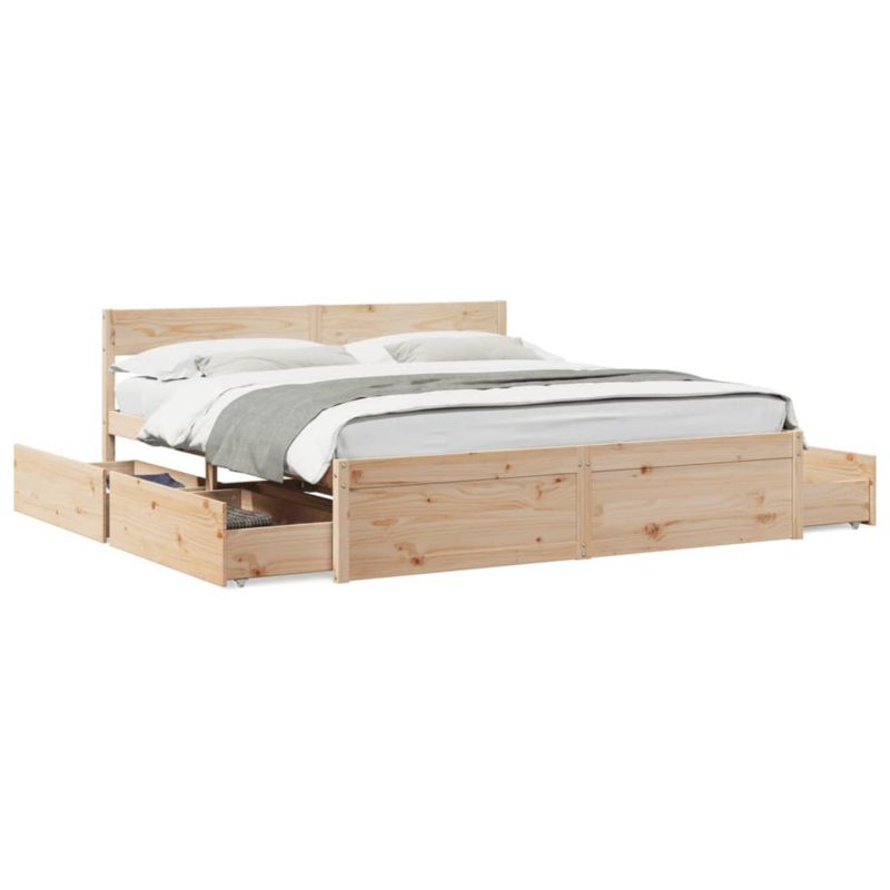 Łóżko drewniane WaszeMeble 200x200 cm brązowe WM-3282336 1 szt.