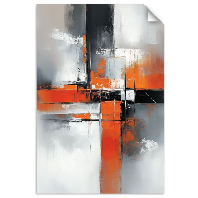 Naklejka samoprzylepna Feeby Abstrakcja Szary beton Pomarańczowy 90x130cm 1szt