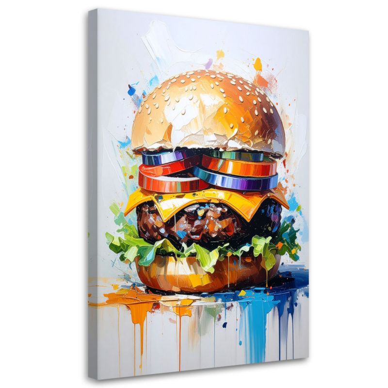 Obraz do kuchni baru jadalni Feeby Hamburger Jedzenie 60x90cm 1szt