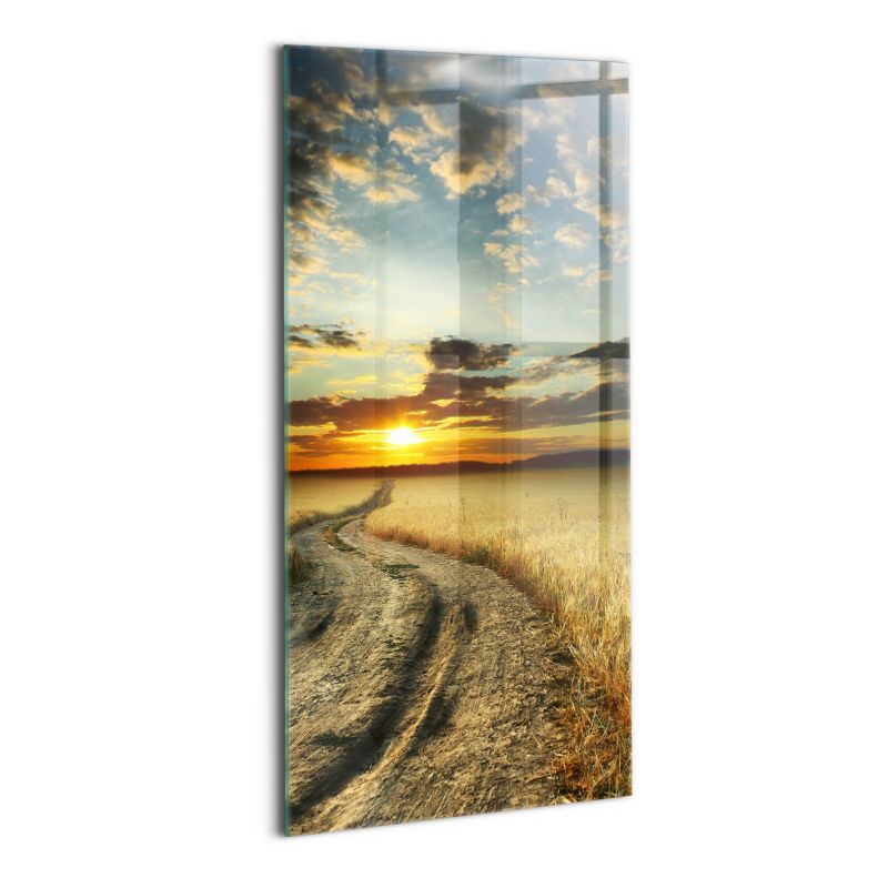 Obraz Szklany Wallfluent 60x120 cm Polna droga i zachód słońca 1 szt.