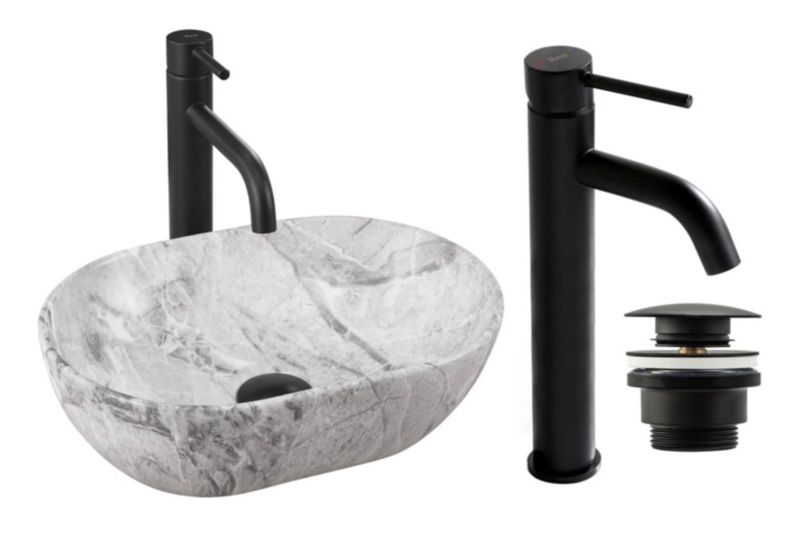 Umywalka nablatowa GTM Design Amelia M3 Biała z baterią w zestawie 1 szt.