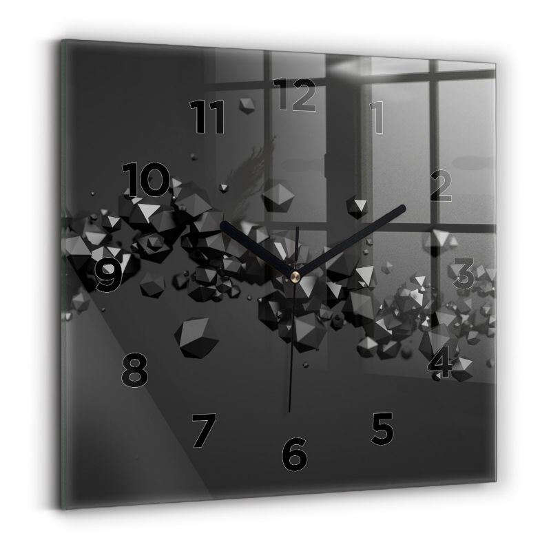 Zegar z czarnymi wskazówkami Wallfluent 30x30 cm Czarna abstrakcja 1 szt.