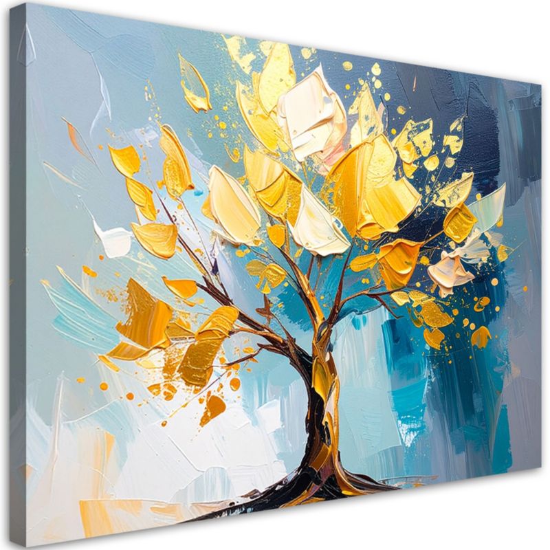 Obraz do salonu nowoczesny Feeby Krajobraz Złote Drzewo imitacja farby olejnej 60x40cm 1szt