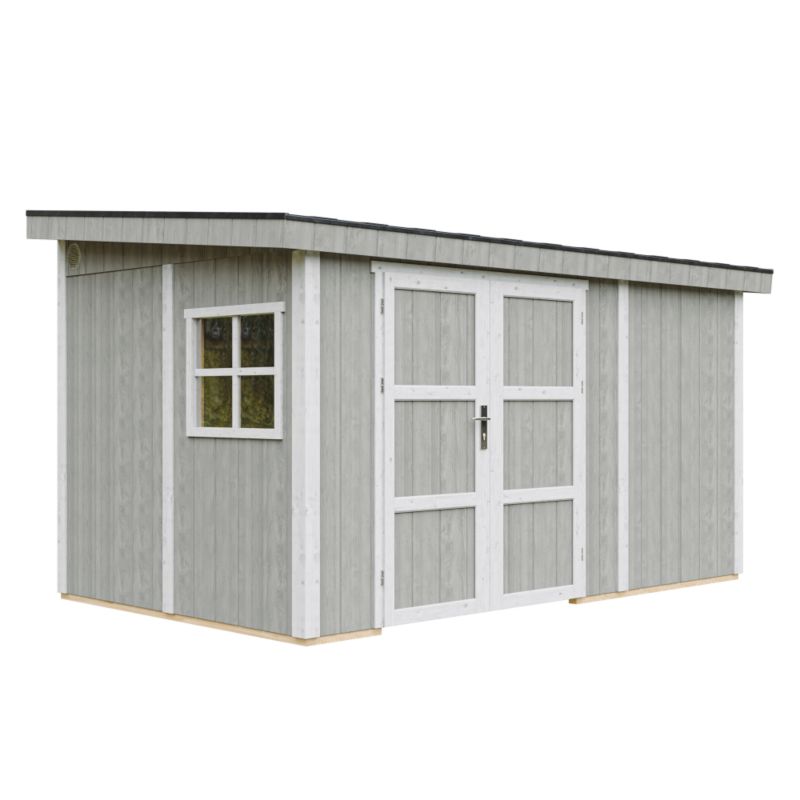 Domek ogrodowy TIMBELA M939B-TUNDRA GREY 8,68 m² LP Smartside bez podłogi i ściany bocznej 1 szt.