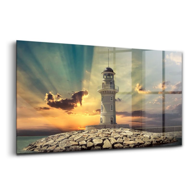 Obraz Szklany Wallfluent 100x50 cm Latarnia Morska Na Morzu 1 szt.