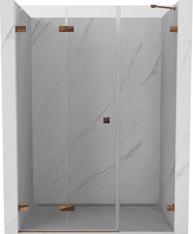 Drzwi prysznicowe składane Mexen Lunar-F różowe złoto 120x200 cm 1 szt.