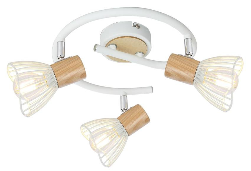 Lampa sufitowa spirala 3X25W E14 biały drewno CHILE