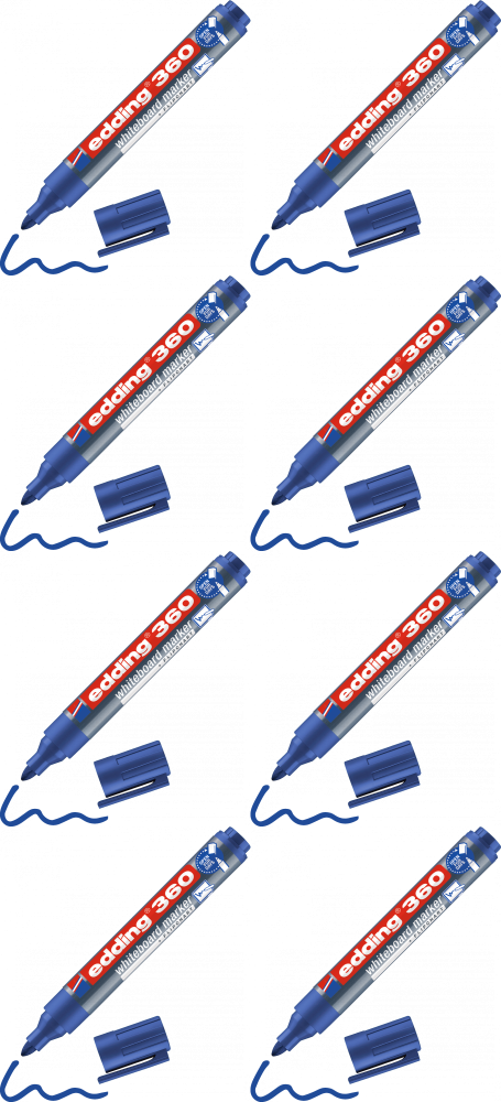 8x Marker suchościeralny edding 360, okrągła, 3 mm, niebieski