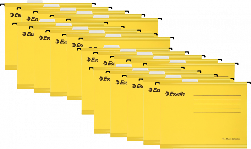 100x teczka zawieszana kartonowa Esselte Classic, A4, 345x240mm, 210g/m2, żółty