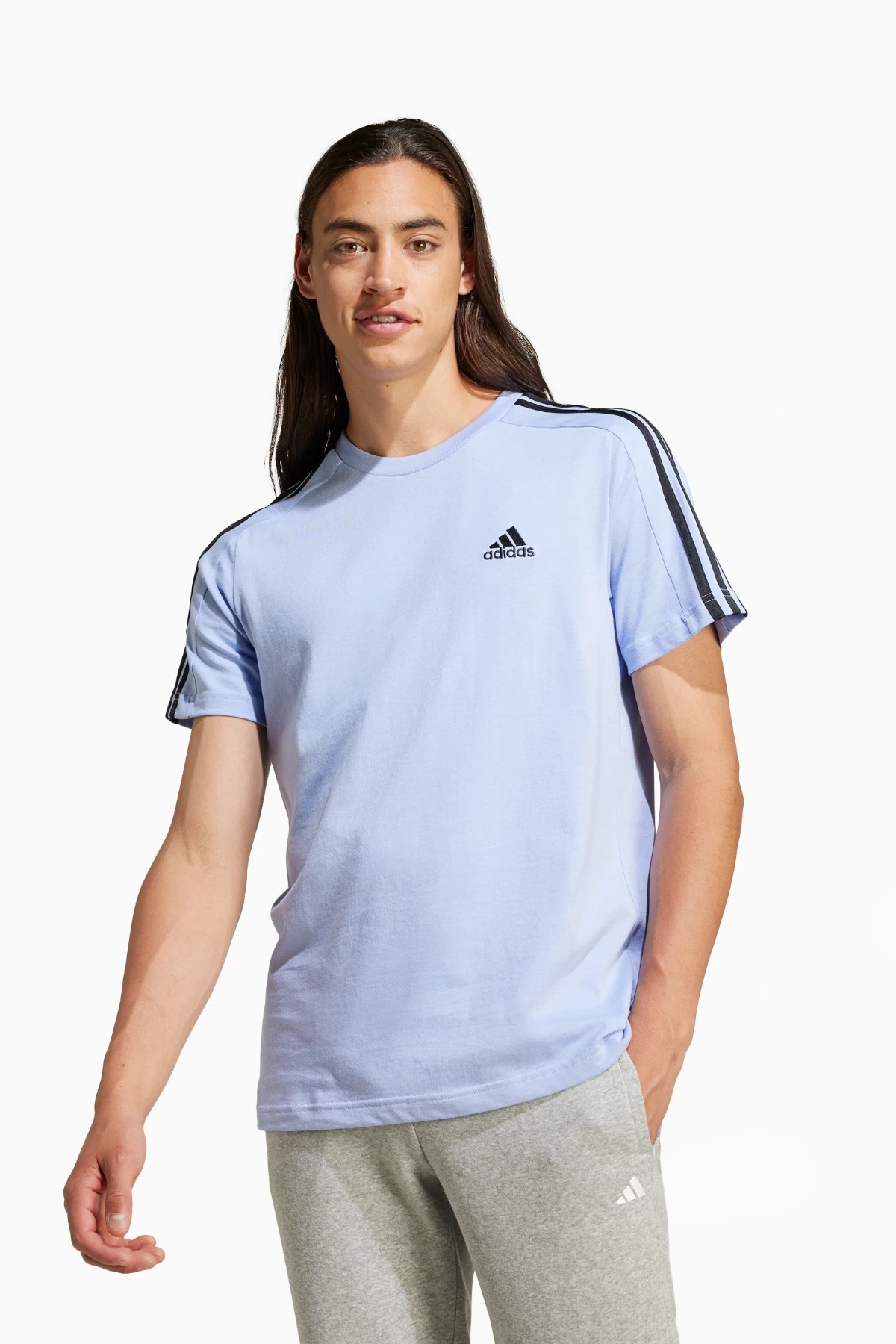 Koszulka adidas Essentials Single 3S Tee - Niebieski