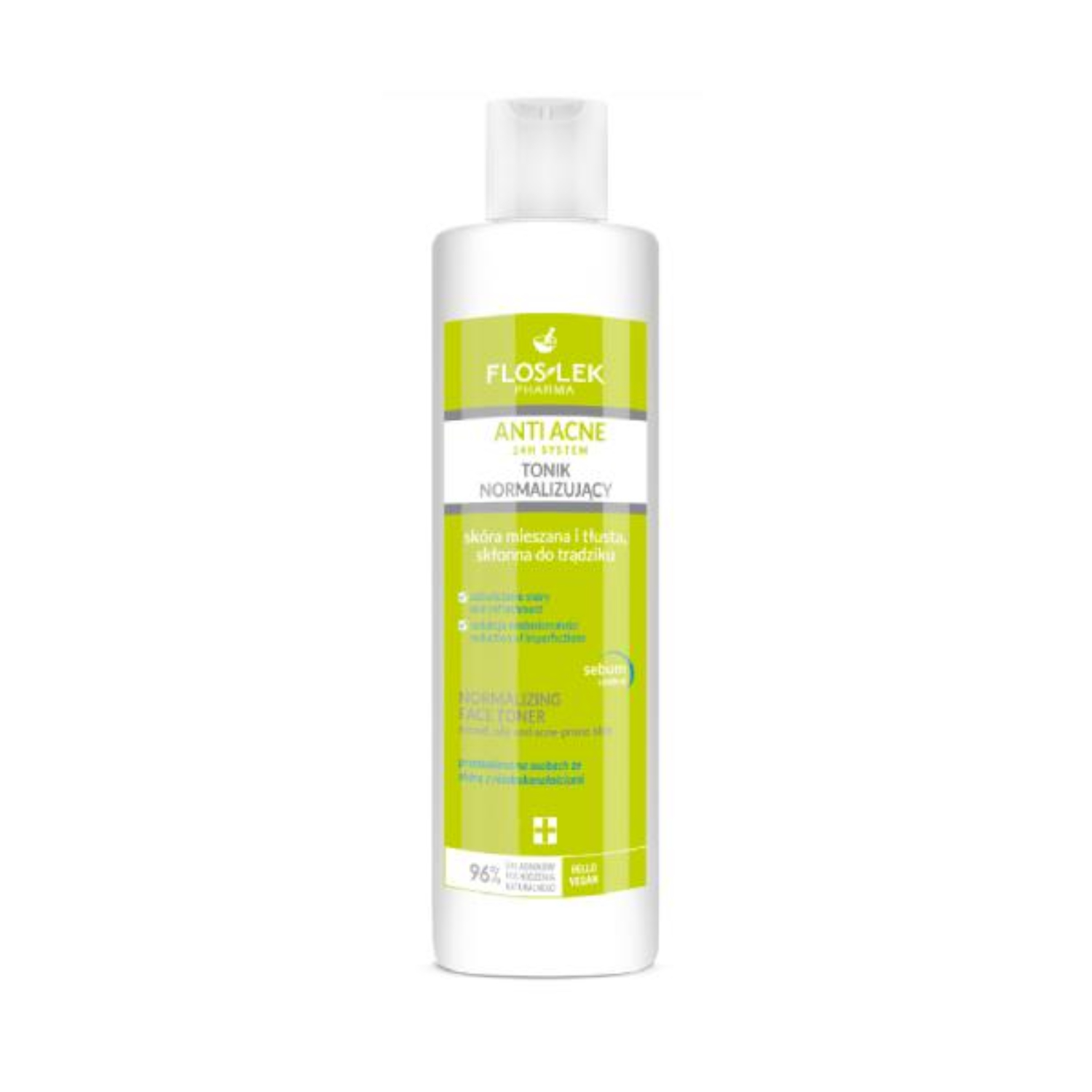 Floslek anti acne 24h - tonik normalizujący dla skóry mieszanej i trądzikowej, 225 ml