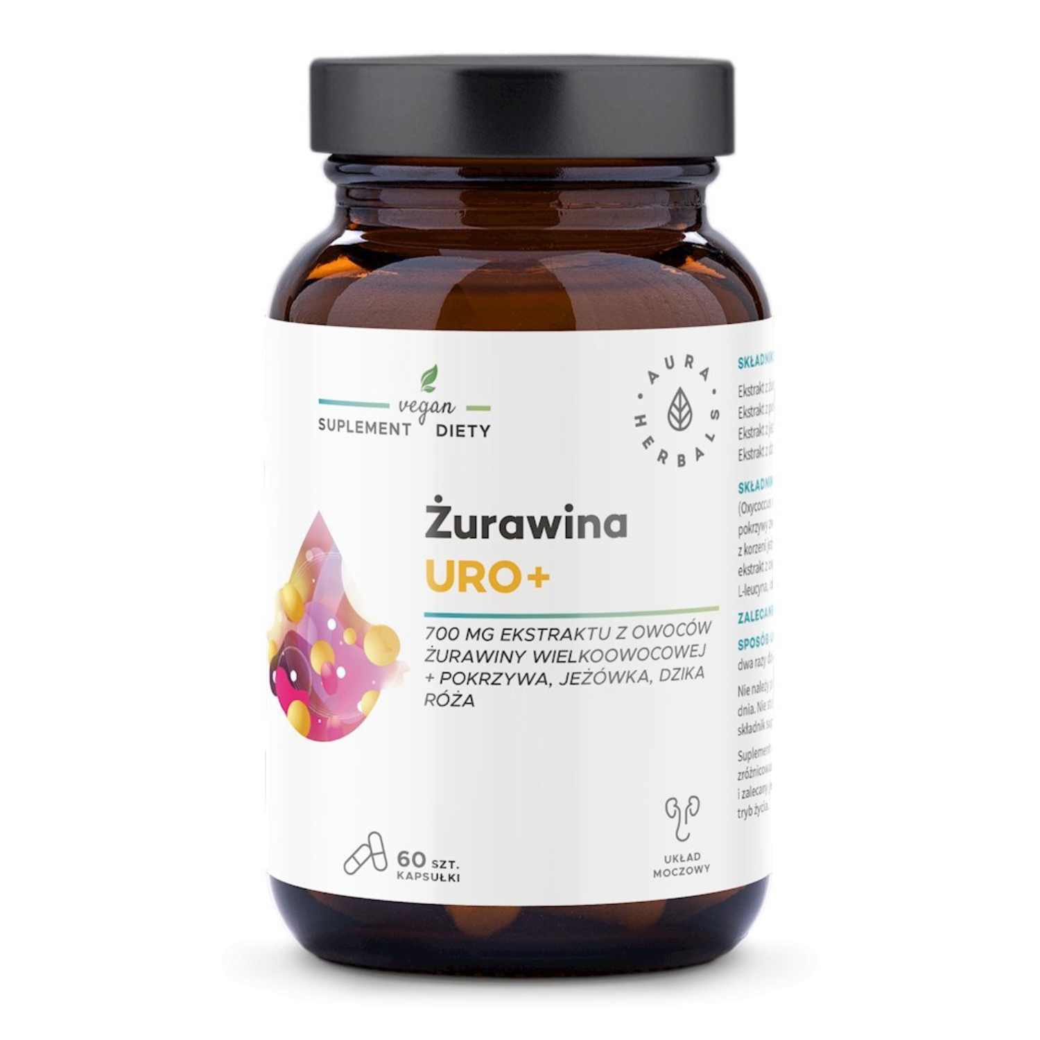 Aura herbals żurawina uro+, 60 kapsułek