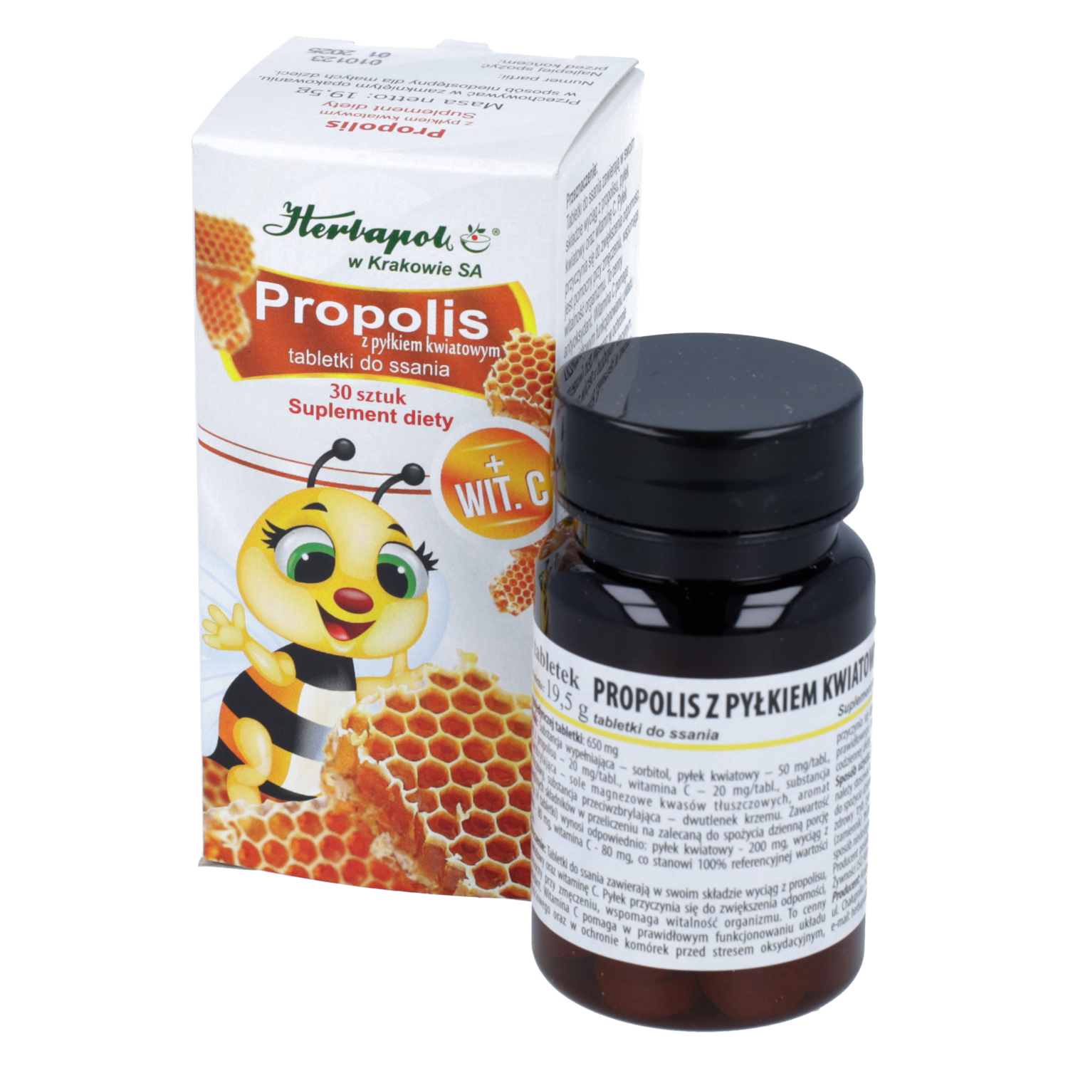 Herbapol propolis z pyłkiem kwiatowym, 30 tabletek do ssania