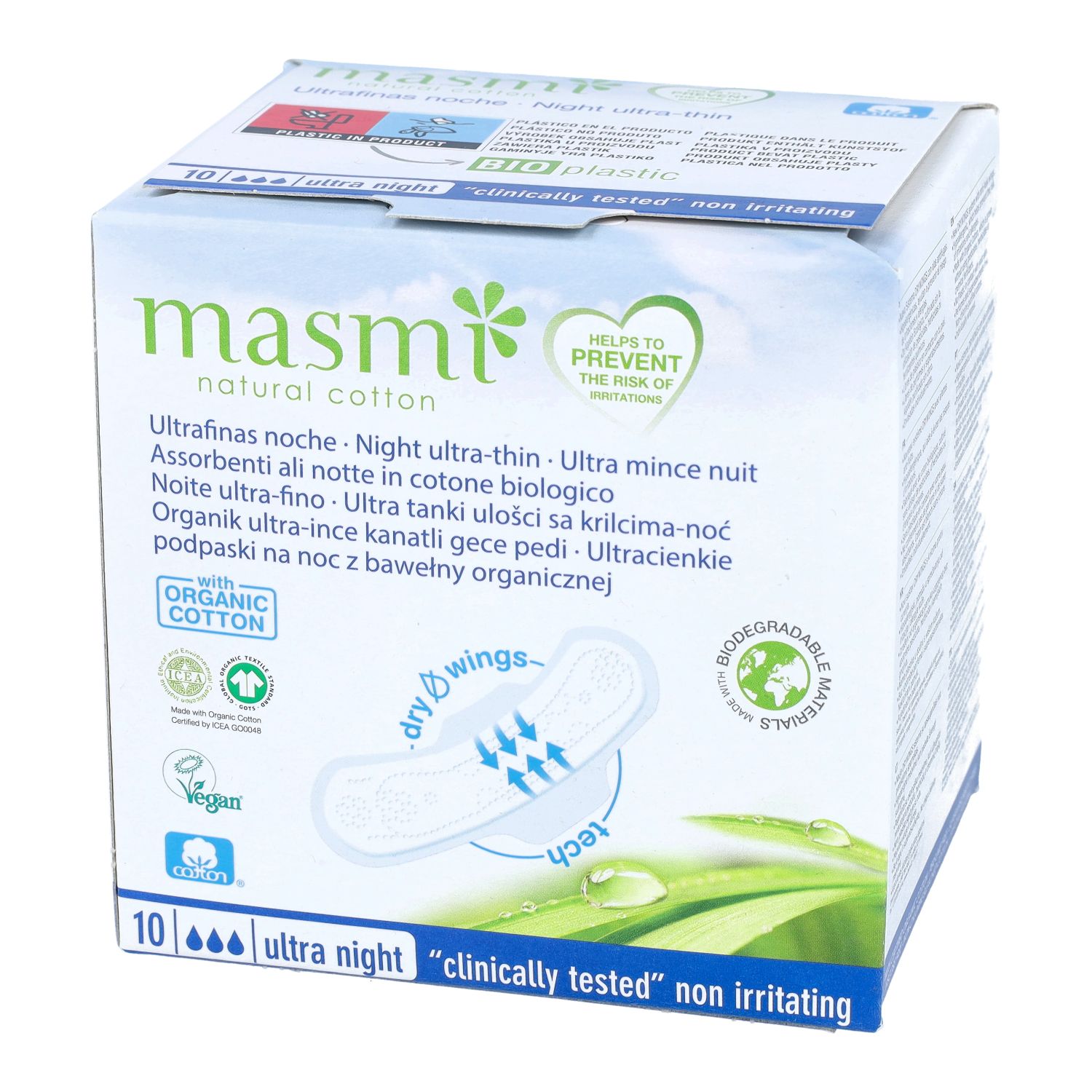 Masmi - podpaski ultracienkie na noc ze skrzydełkami, 10 sztuk