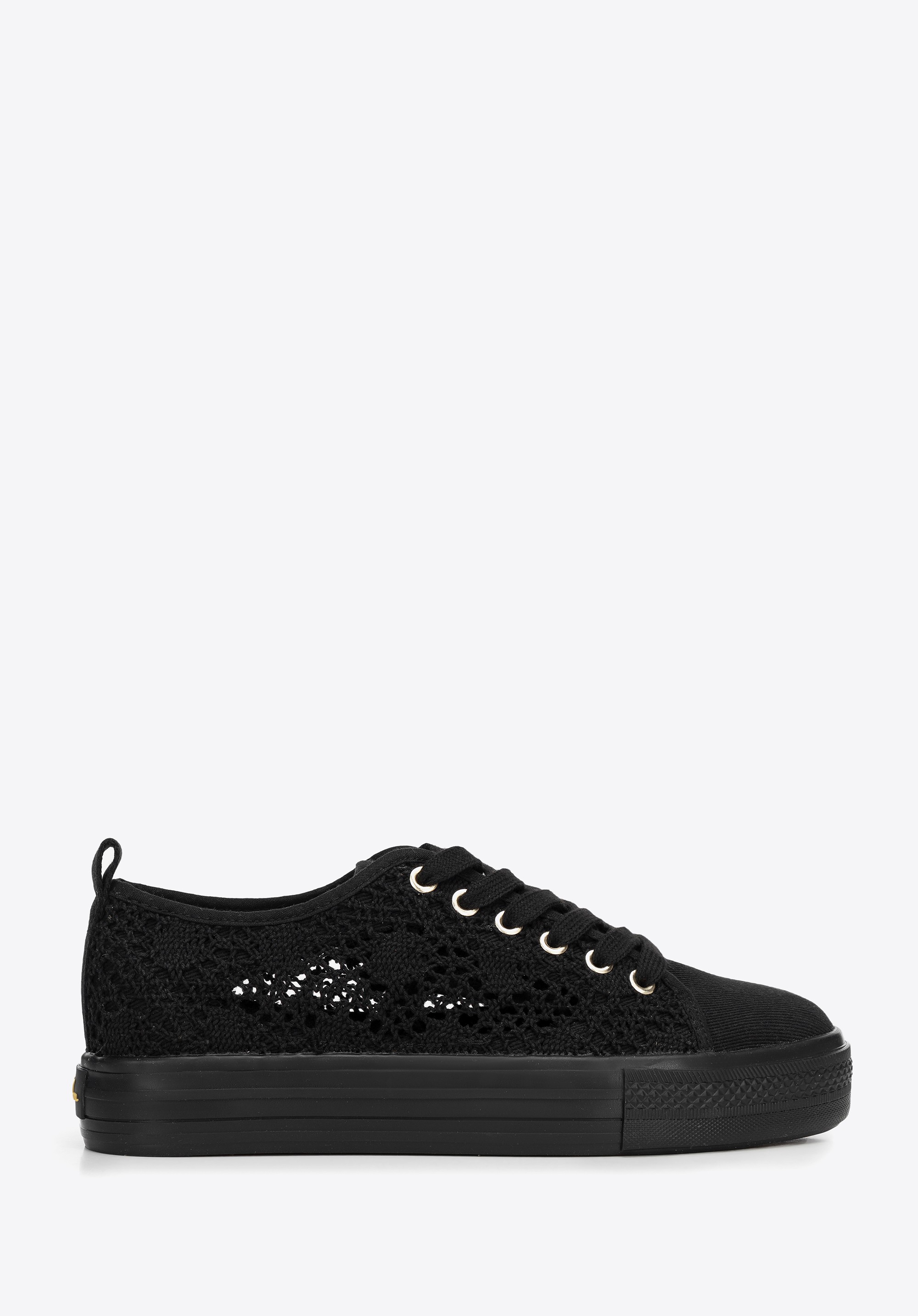 Damskie sneakersy ażurowe czarne