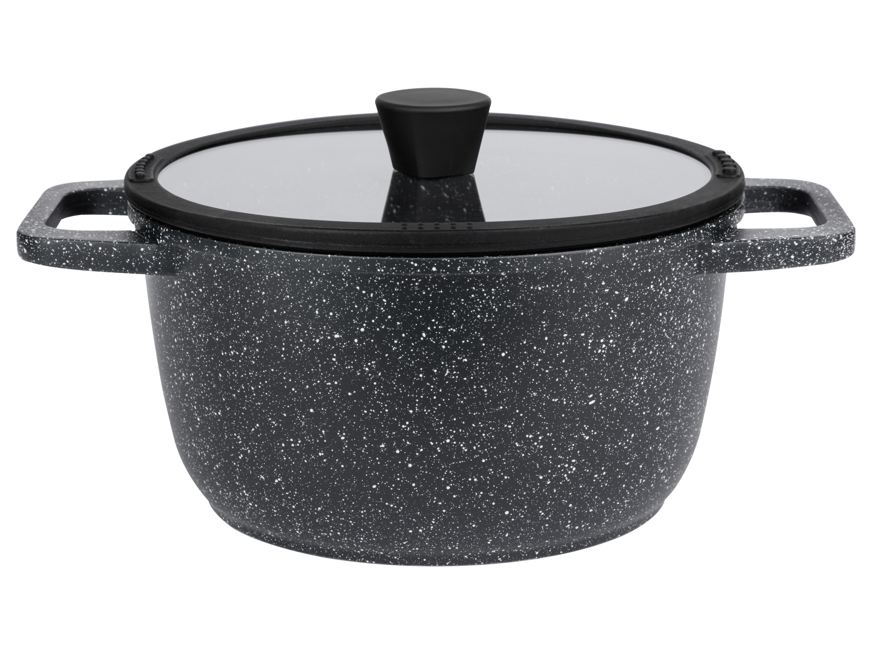 LIVARNO home Garnek aluminiowy z miarką, Ø 24 cm (granit), odporny na zarysowania, do zdrowego gotowania, z pokrywką szklaną
