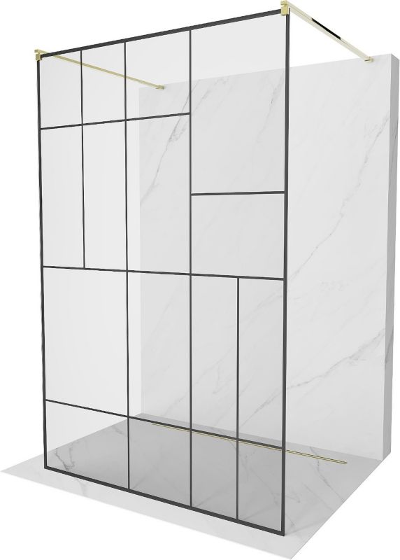 Ścianka prysznicowa Mexen Kioto czarny wzór/złoty 120x200 cm 800-120-002-50-78 1 szt.