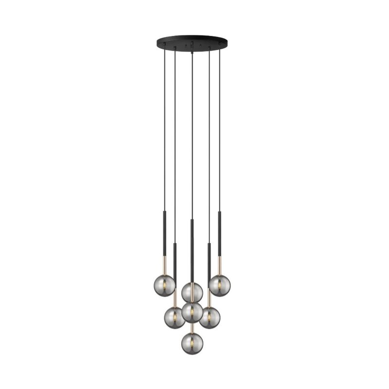Lampa wisząca Zuma Line Arcturus czarny mat-francuskie złoto-szkło chrom wym: 170 x 46 x 46 cm 7xG9 x 4W 1 szt.