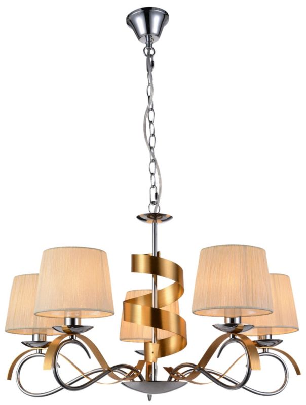 Żyrandol Candellux Denis chromowany-biały-złoty wym: 100 x 68 x 68 cm 5xE14 x 40W 1 szt.
