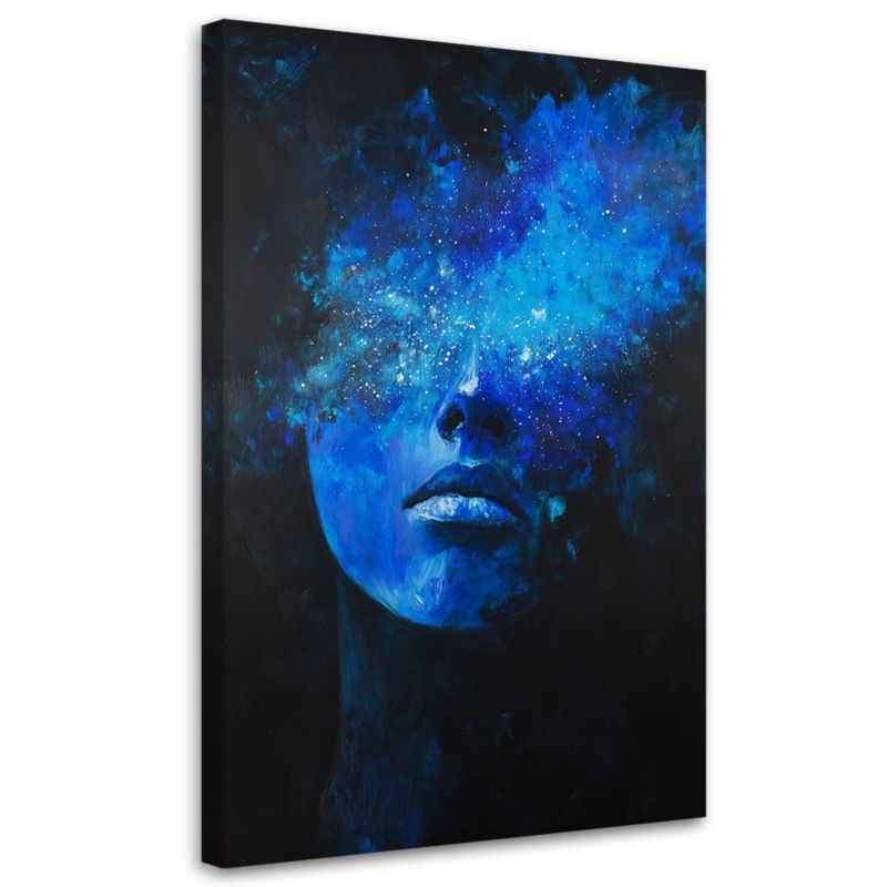 Obraz na płótnie Feeby Twarz Kobiety Niebieska Abstrakcja 40x60cm 1szt