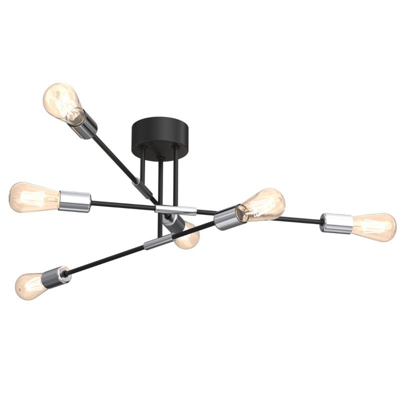 Lampa sufitowa wisząca Luminex Flame czarny mat-chromowana wym: 27 x 65 x 65 cm 6xE27 x 15W 1 szt.