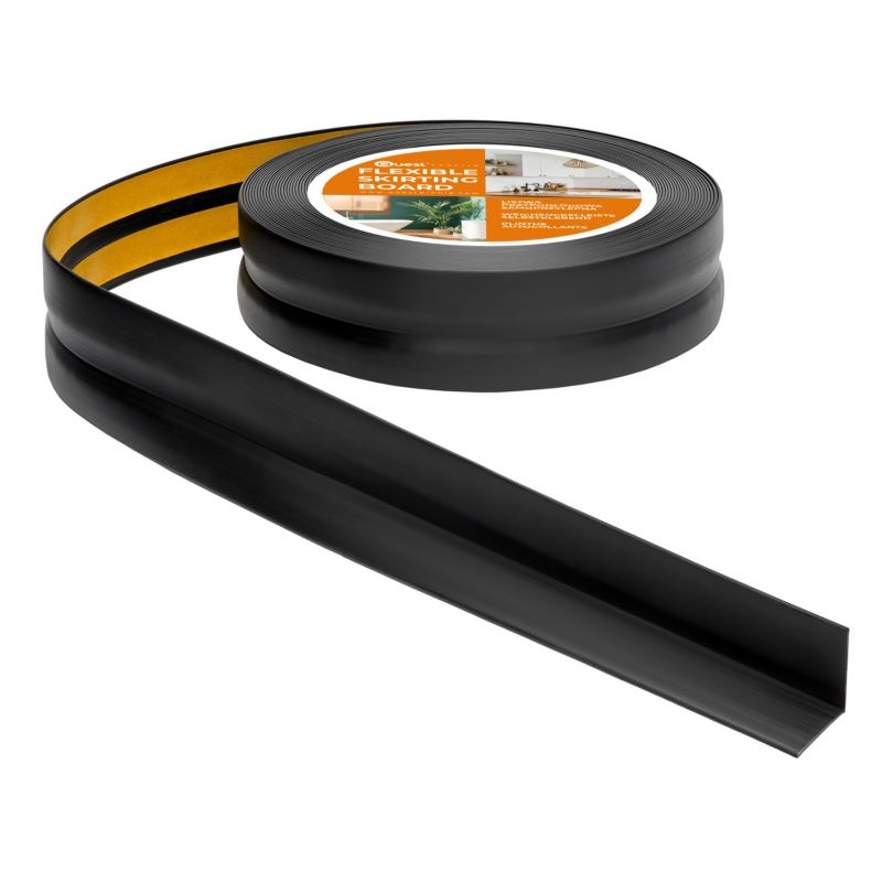 Listwa wykończeniowa PCV 30x30mm, QUEST, samoprzylepna, elastyczna, miękka taśma dekoracyjna, czarny, 5m