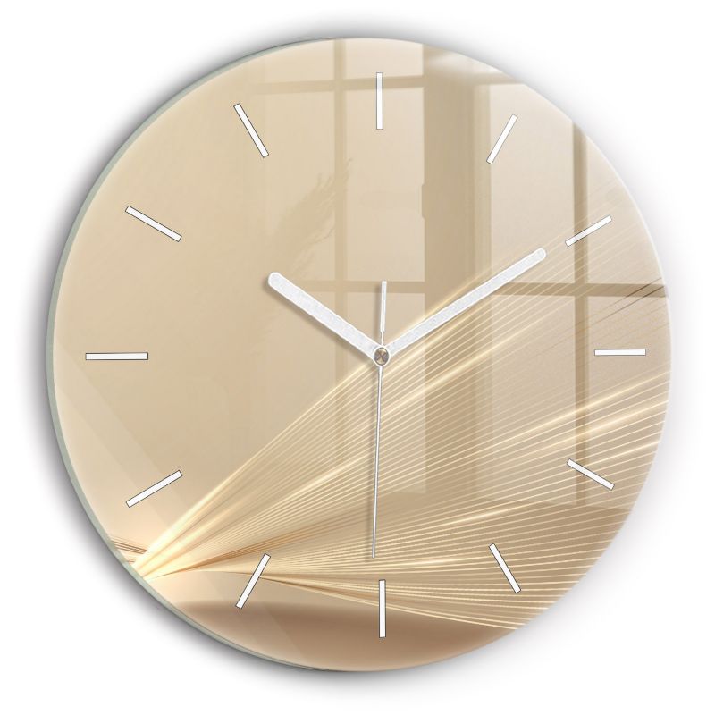 Zegar szklany białe wskazówki Wallfluent fi30 cm Abstrakcyjne światło 1 szt.
