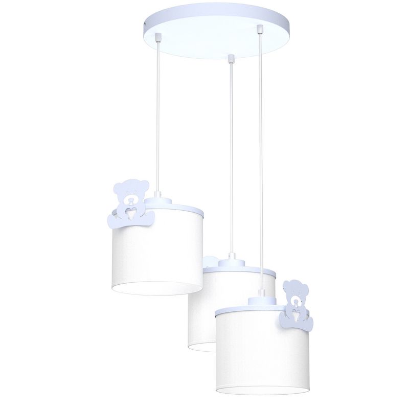 Lampa sufitowa wisząca Luminex Sweet biało-niebieska wym: 115 x 45 x 45 cm 3xE27 x 15W tkanina 1 szt.