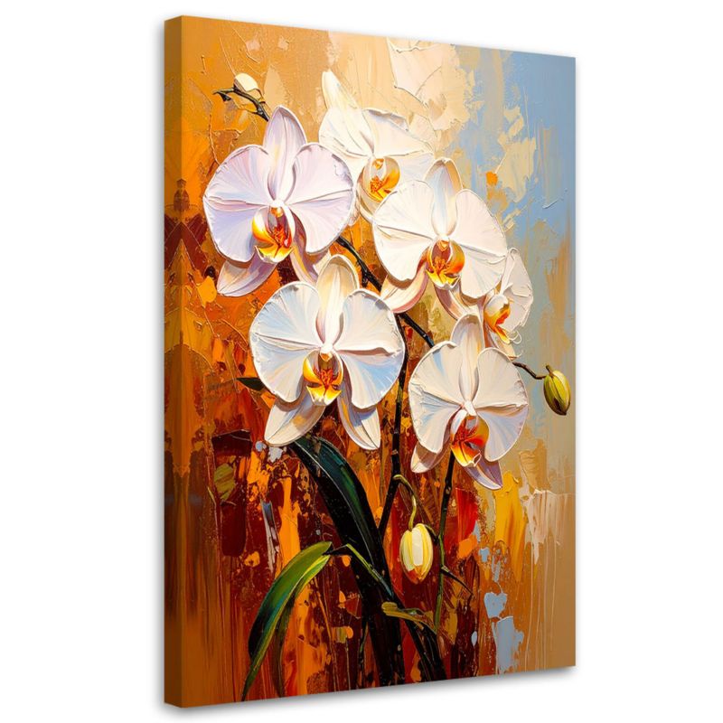 Obraz do salonu sypialni Feeby Białe Storczyki Kwiaty Natura 60x90cm 1szt