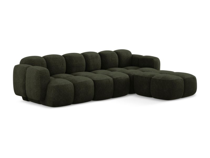 Narożnik prawostronny Makamii Pono z tkaniny szenilowej 300x205 cm butelkowa zieleń 1 szt.