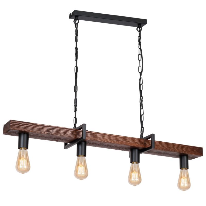 Lampa wisząca Luminex Hard czarny matowa-ciemne drewno wym: 90 x 103 x 23 cm 4xE27 x 15W 1 szt.