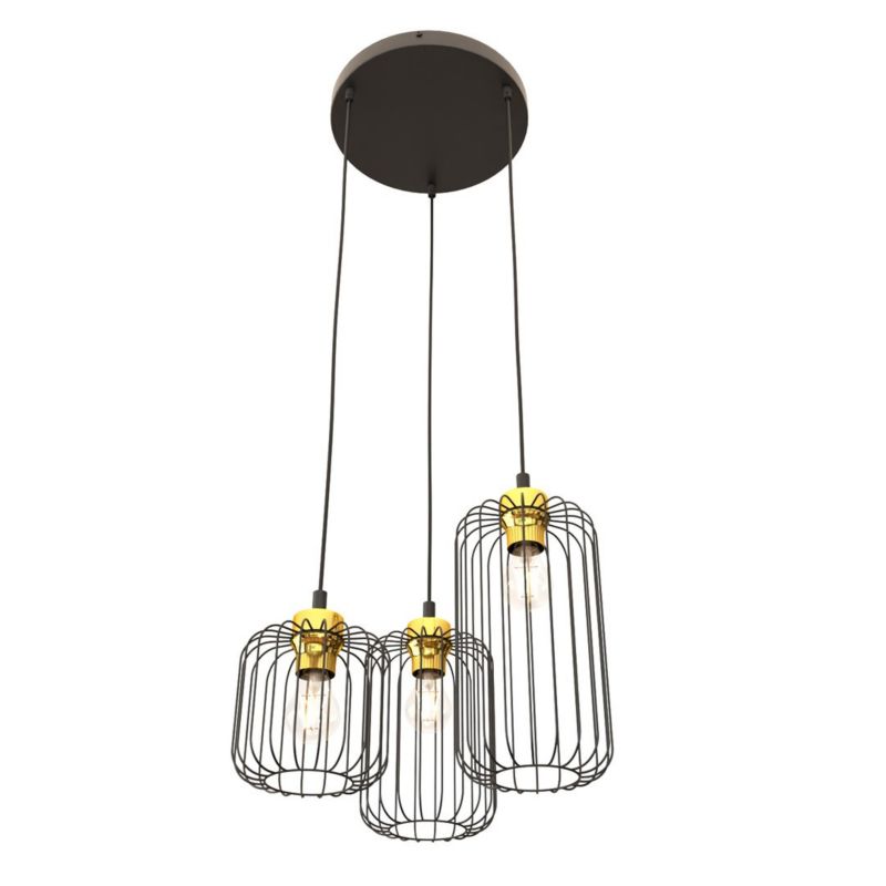 Lampa wisząca Emibig Vander 0078 czarno-złota industrialna 3xE27 x 15W 1 szt.