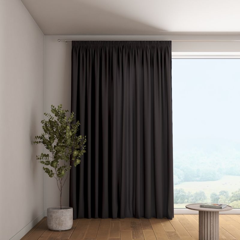 Zasłona na taśmie marszczącej 1 szt. 130 x 245 cm Dekoria shadow grey (grafitowy) 1 szt.