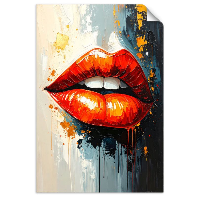 Plakaty samoprzylepne do salonu sypialni Feeby Czerwone usta 70x100cm 1szt
