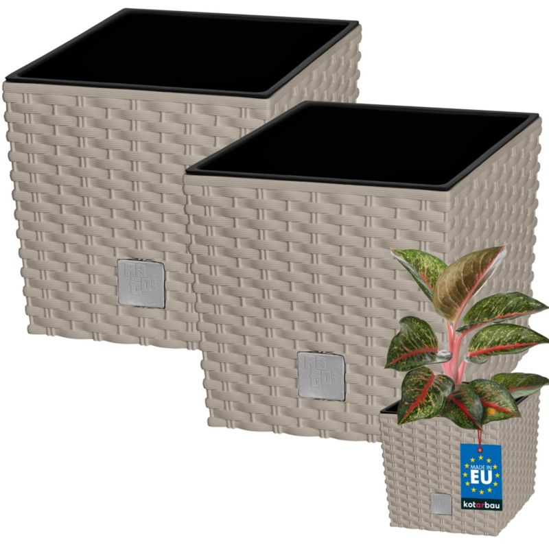 Doniczka ogrodowa KOTARBAU rattan z wkładem mocca 20x20 cm 2 szt.