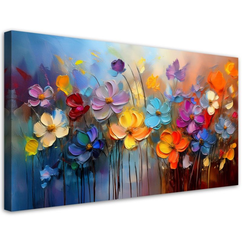 Obraz na płótnie Feeby Kolorowe Kwiaty Malowane 100x50cm 1szt