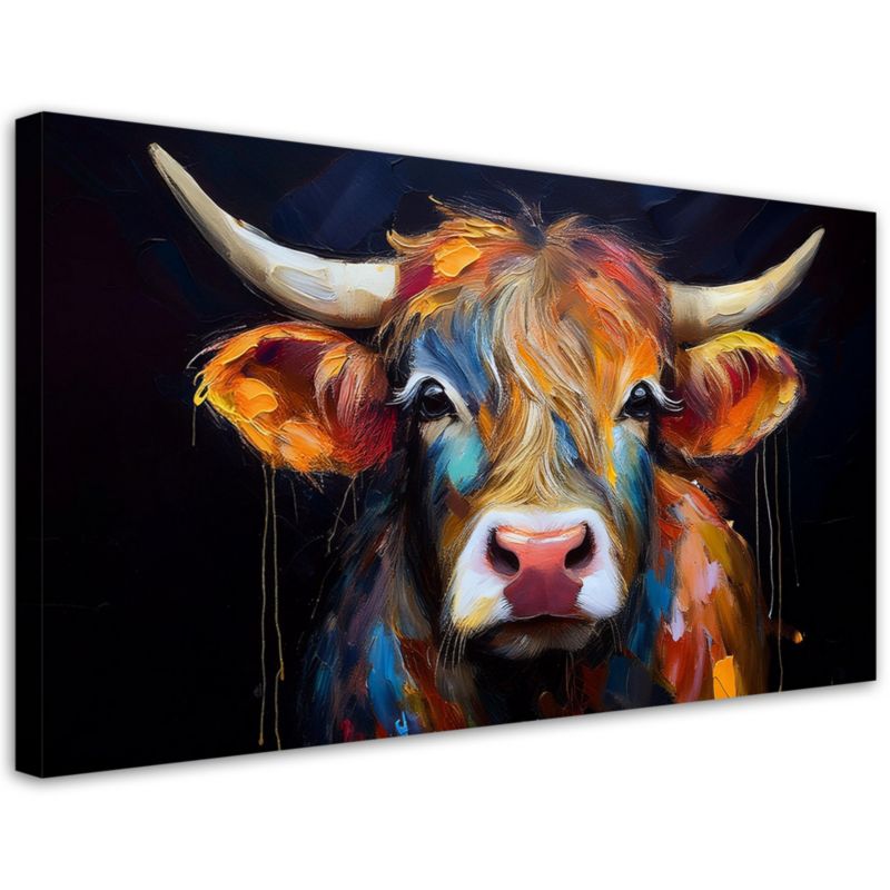 Obraz na płótnie Feeby Kolorowa Szkocka Krowa 120x60cm 1szt