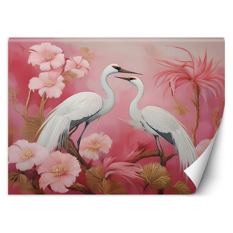 Fototapeta Feeby Żurawie Ptaki Kwiaty 150x105 1 szt
