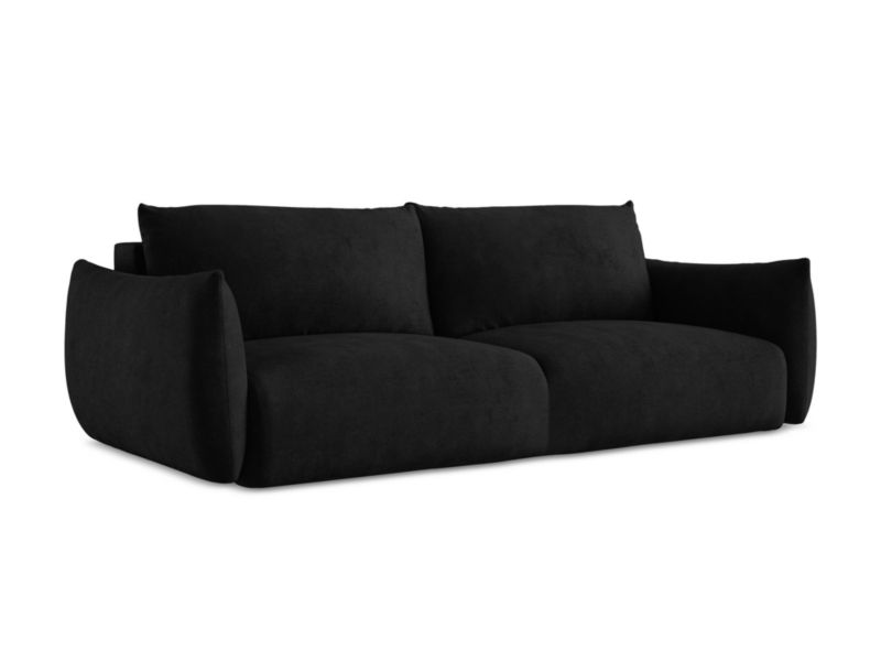 Kanapa 3-osobowa z funkcją spania Makamii Leila z tkaniny szenilowej 230x105 cm czarny 1 szt.