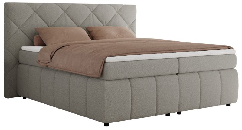 Łóżko kontynentalne MKS Meble RITA 140x200 H4 szary boucle 1szt.