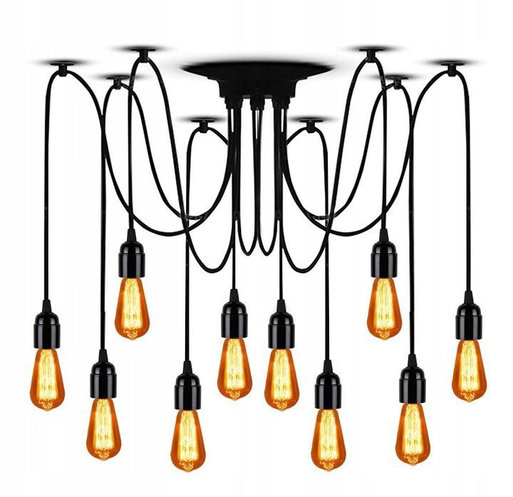Lampa Sufitowa Wisząca Toolight Jdl-03 Spider 10 Czarny 1 Szt